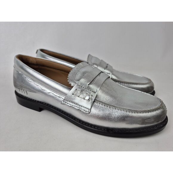Golden Goose Women's Metallic Silver Jerry Leather Loafers Size 40 - Picture 1 of 7